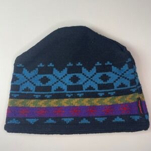Wigwam Beanie Hat Mens Womens Black Blue Fair Isle Knit Fleece Lined Winter Cap